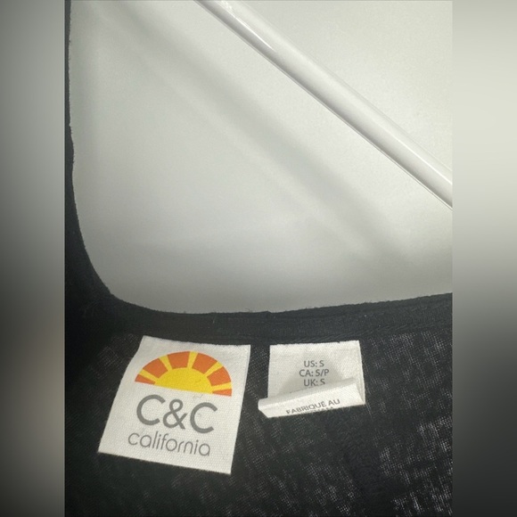 C&C CALIFORNIA Black Beauty Linen Blend Curved Yoke Maxi Dress Sz Small - Picture 4 of 5